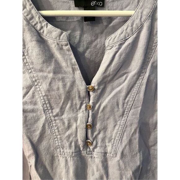 Erika Light Blue Maggie Linen Blend Tunic Tank Top sz L EUC - Picture 2 of 8